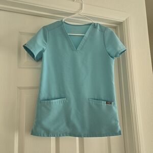Womens figs neon blue casma scrub top xxs